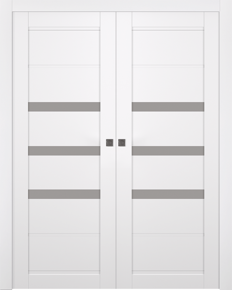 RITA VETRO SNOW WHITE DOUBLE POCKET BELLDINNI MODERN INTERIOR DOOR - 1