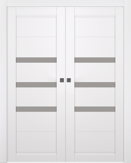 RITA VETRO SNOW WHITE DOUBLE POCKET BELLDINNI MODERN INTERIOR DOOR - 1