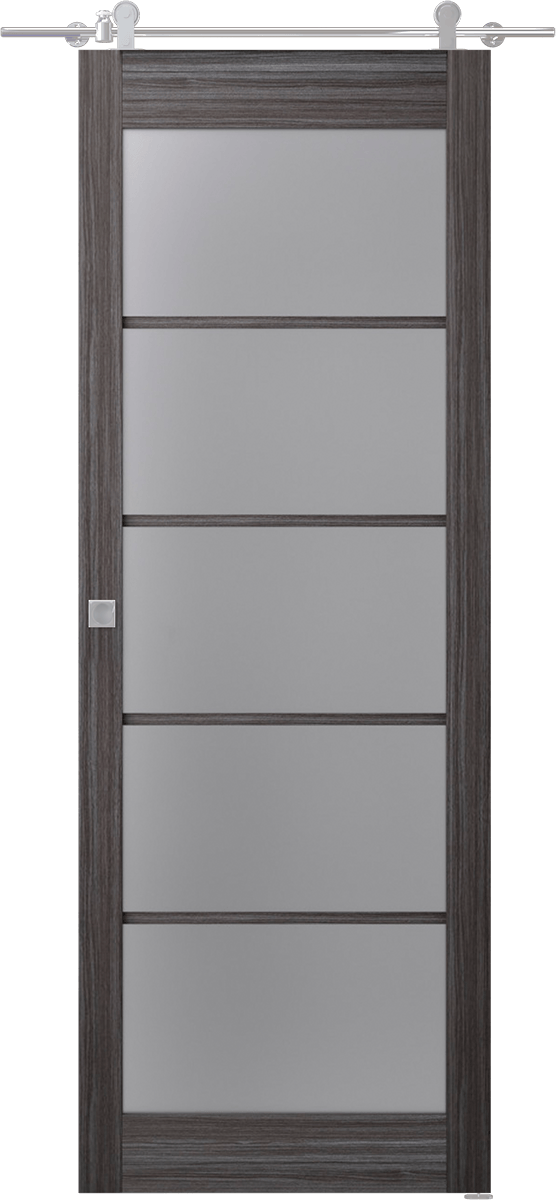 PALLADIO 5 LITE VETRO GRAY OAK DOUBLE BARN BELLDINNI MODERN INTERIOR DOOR - 1
