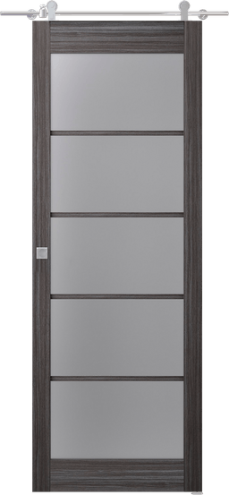 PALLADIO 5 LITE VETRO GRAY OAK DOUBLE BARN BELLDINNI MODERN INTERIOR DOOR - 1