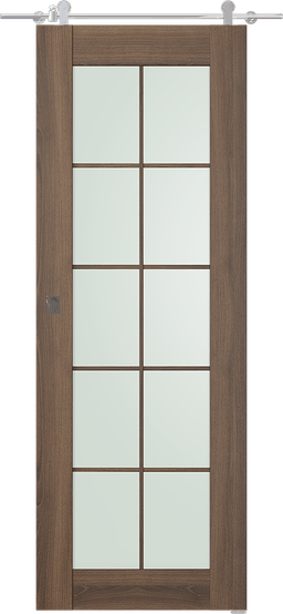 AVON 10 LITE VETRO PECAN NUTWOOD DOUBLE BARN BELLDINNI MODERN INTERIOR DOOR - 1