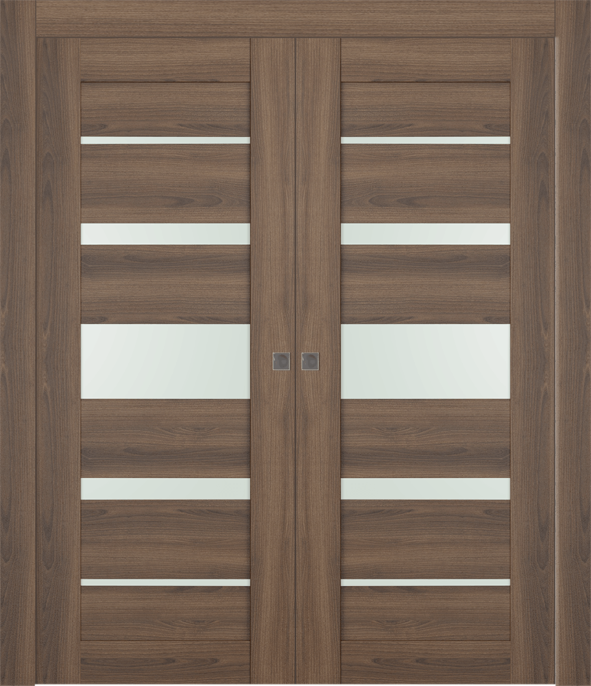 AVON 07-03 VETRO PECAN NUTWOOD DOUBLE POCKET DOORS BELLDINNI MODERN INTERIOR DOOR IN STOCK - 1