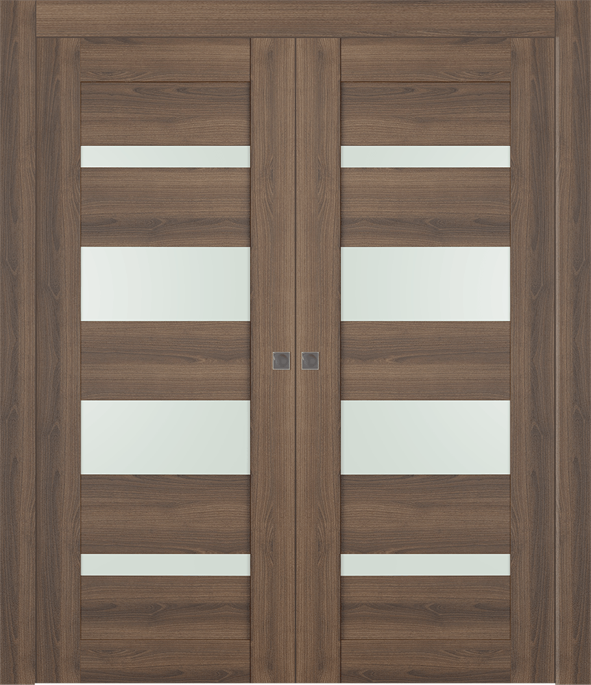AVON 07-01 VETRO PECAN NUTWOOD DOUBLE POCKET DOORS BELLDINNI MODERN INTERIOR DOOR - 1