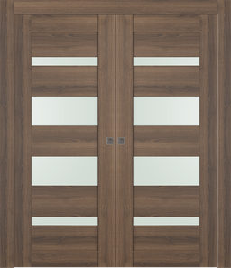 AVON 07-01 VETRO PECAN NUTWOOD DOUBLE POCKET DOORS BELLDINNI MODERN INTERIOR DOOR - 1