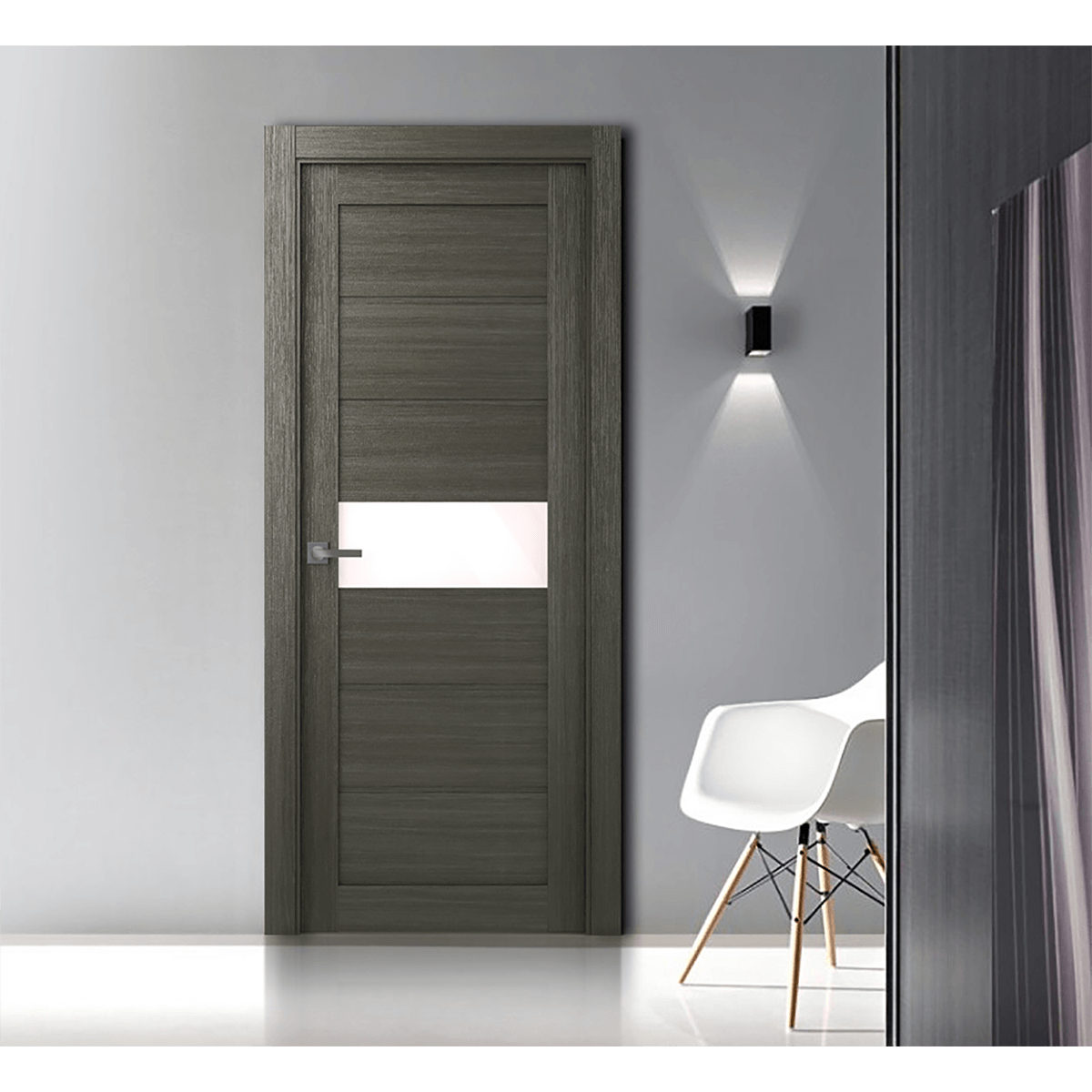 EDNA VETRO GRAY OAK SWING BELLDINNI MODERN INTERIOR DOOR - 3