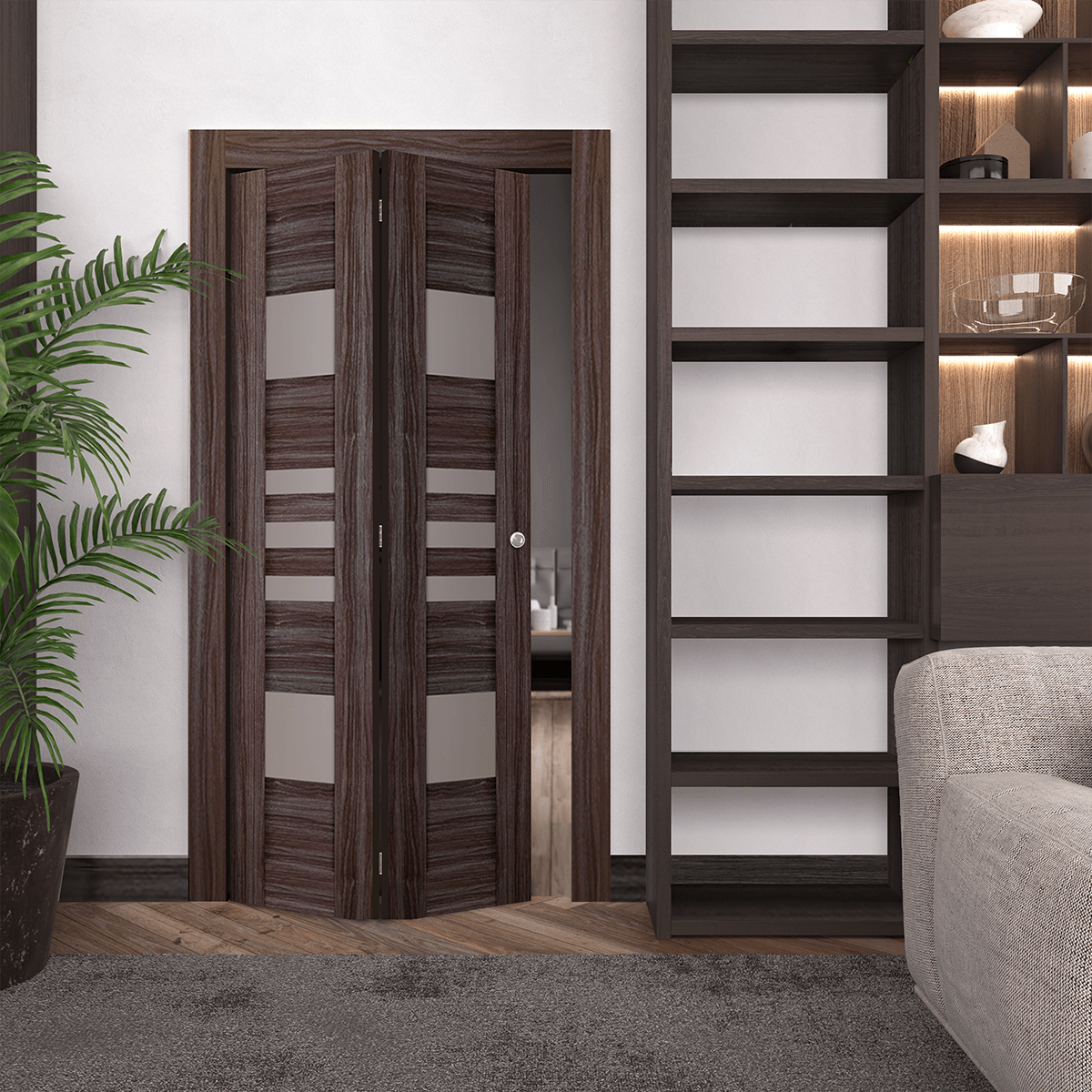 LETI VETRO GRAY OAK BI-FOLD BELLDINNI MODERN INTERIOR DOOR - 2