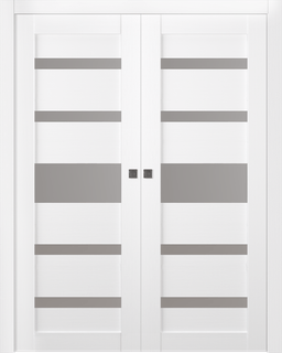 GINA VETRO BIANCO NOBLE DOUBLE POCKET DOORS BELLDINNI MODERN INTERIOR DOOR - 1