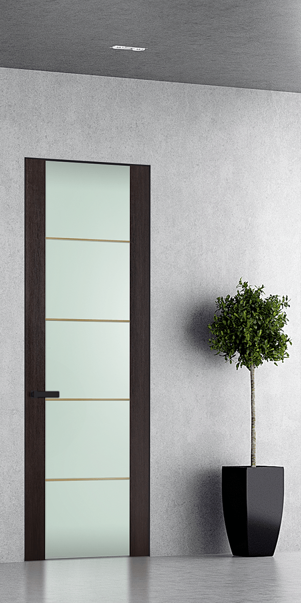 AVON 202 4H GOLD STRIPS VETRO VERALINGA OAK INVISIBLE METAL FRAME BELLDINNI MODERN INTERIOR DOOR - 1