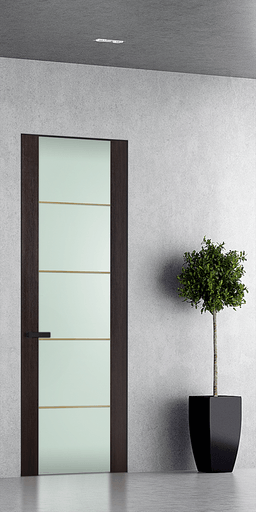 AVON 202 4H GOLD STRIPS VETRO VERALINGA OAK INVISIBLE METAL FRAME BELLDINNI MODERN INTERIOR DOOR - 1