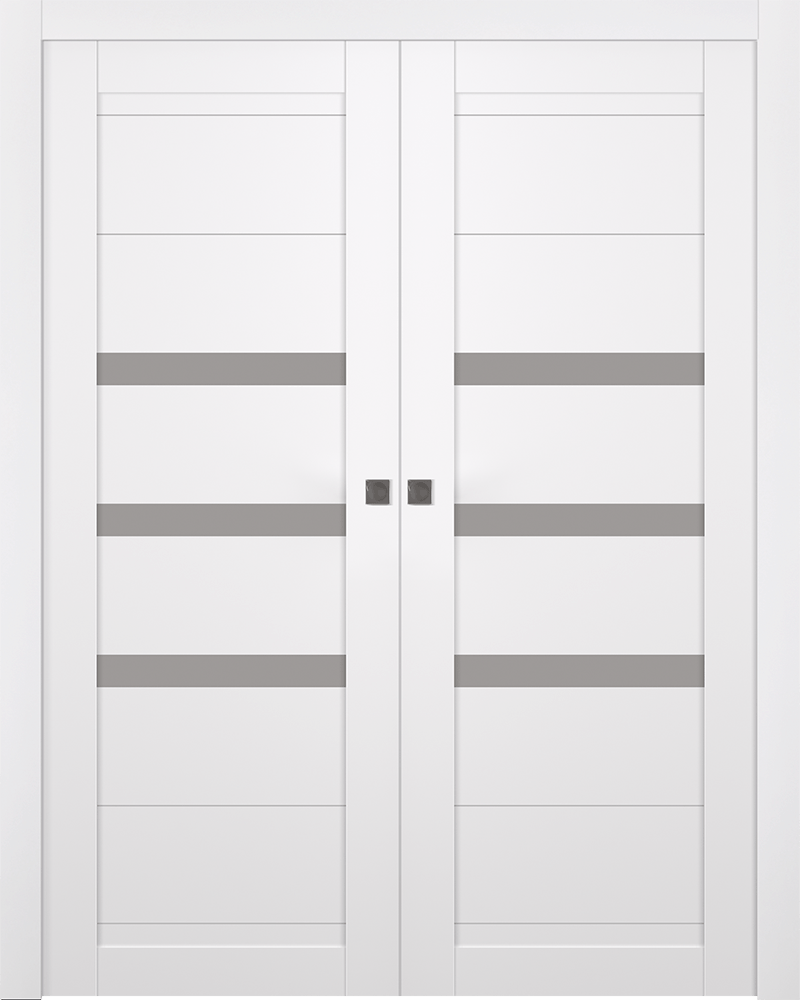 DORA VETRO SNOW WHITE DOUBLE POCKET BELLDINNI MODERN INTERIOR DOOR - 1