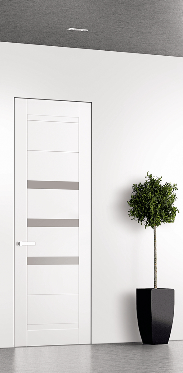 DORA VETRO SNOW WHITE INVISIBLE METAL FRAME BELLDINNI MODERN INTERIOR DOOR - 1