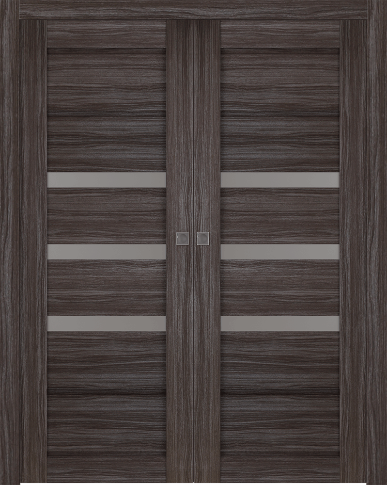 RITA VETRO GRAY OAK DOUBLE POCKET BELLDINNI MODERN INTERIOR DOOR - 1