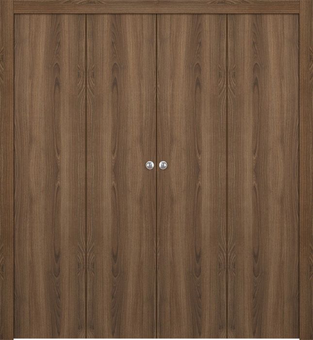 OPTIMA PECAN NUTWOOD DOUBLE BI-FOLD DOORS BELLDINNI MODERN INTERIOR DOOR - 1