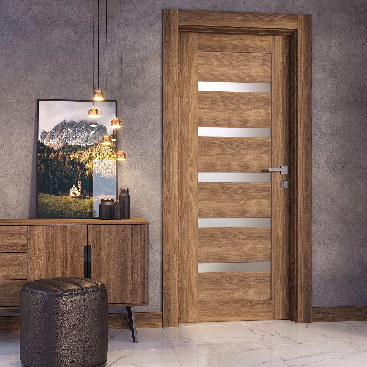 AVON 07-04 VETRO PECAN NUTWOOD BYPASS DOORS BELLDINNI MODERN INTERIOR DOOR - 3