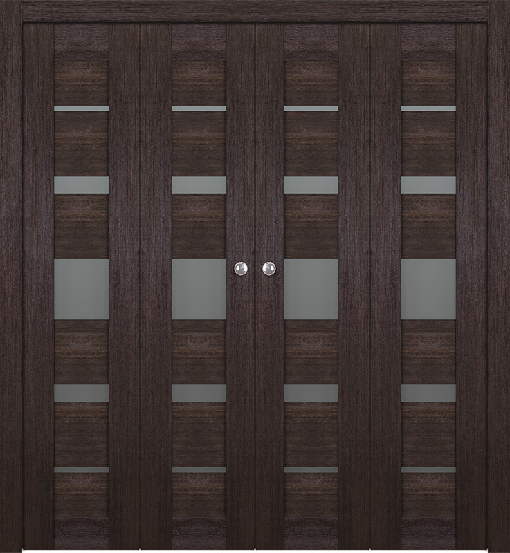 AVON 07-03 VETRO VERALINGA OAK DOUBLE BI-FOLD BELLDINNI MODERN INTERIOR DOOR - 1