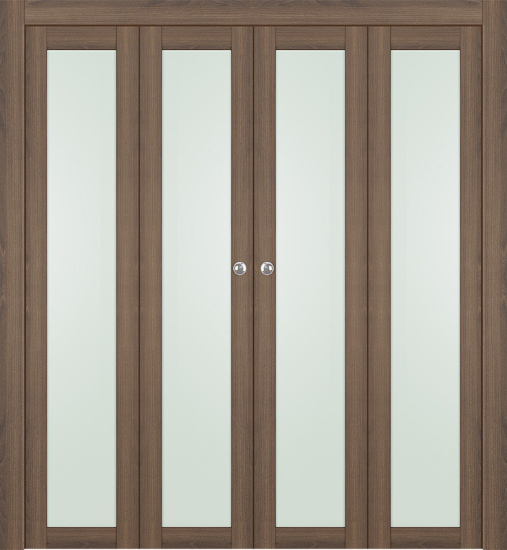 AVON 207 VETRO PECAN NUTWOOD DOUBLE BI-FOLD DOORS BELLDINNI MODERN INTERIOR DOOR - 1