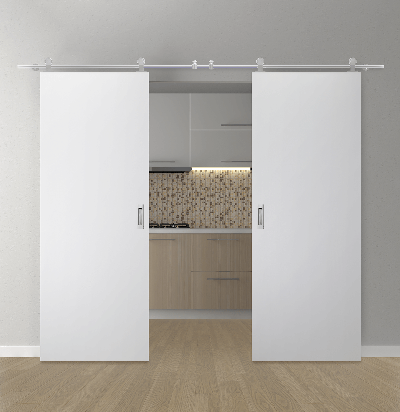 PALLADIO BIANCO NOBLE DOUBLE BARN DOORS BELLDINNI MODERN INTERIOR DOOR - 1