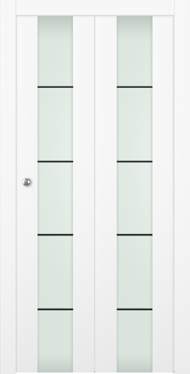 SMART PRO H3G 4H BLACK STRIPS VETRO POLAR WHITE BI-FOLD DOORS BELLDINNI MODERN INTERIOR DOOR - 1