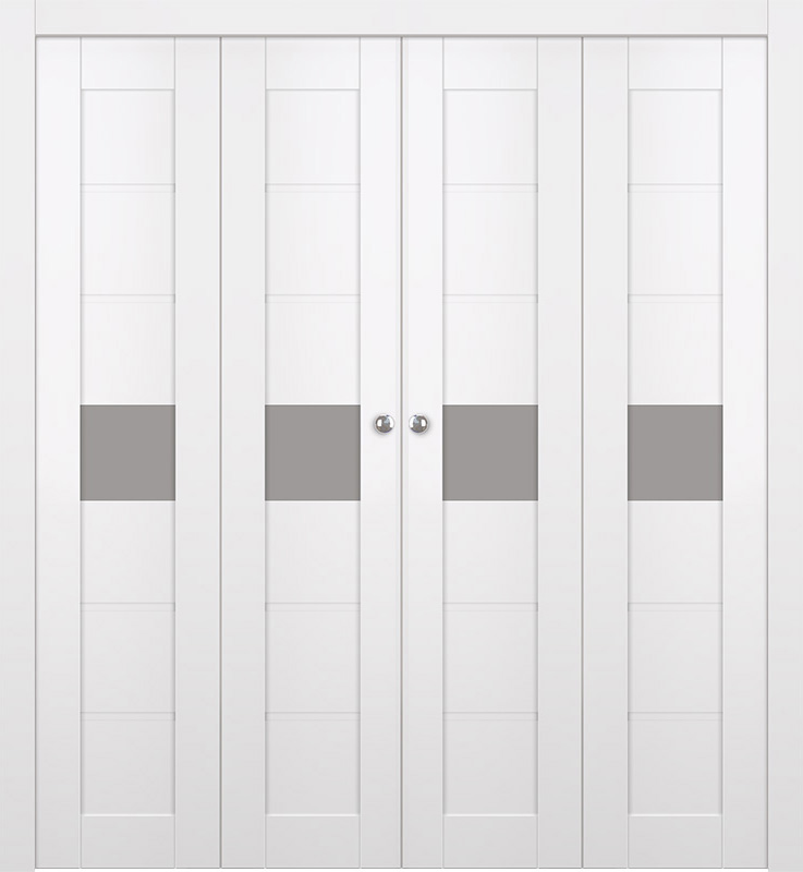 EDNA VETRO SNOW WHITE DOUBLE BI-FOLD BELLDINNI MODERN INTERIOR DOOR - 1