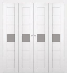 EDNA VETRO SNOW WHITE DOUBLE BI-FOLD BELLDINNI MODERN INTERIOR DOOR - 1