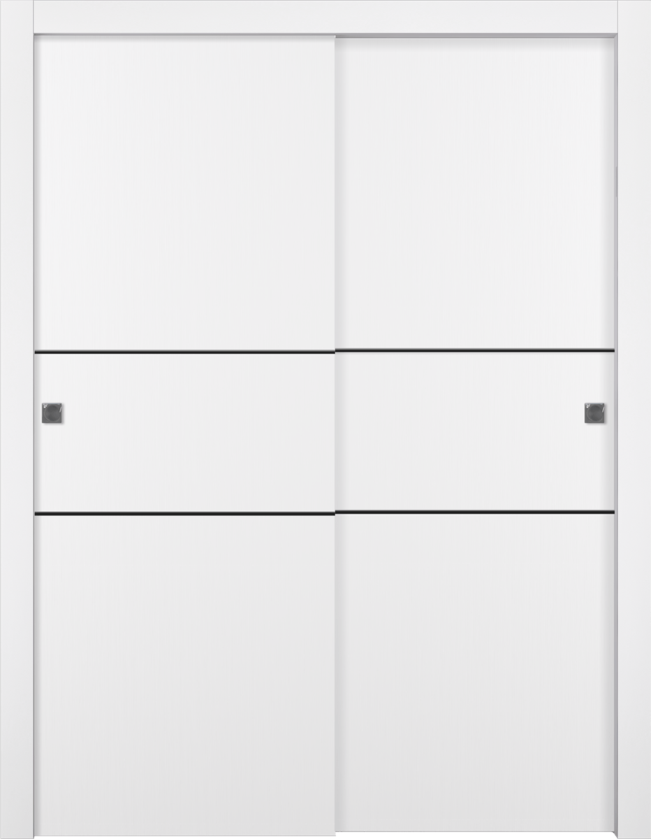PALLADIO 2H BLACK BIANCO NOBLE BYPASS DOORS BELLDINNI MODERN INTERIOR DOOR - 1