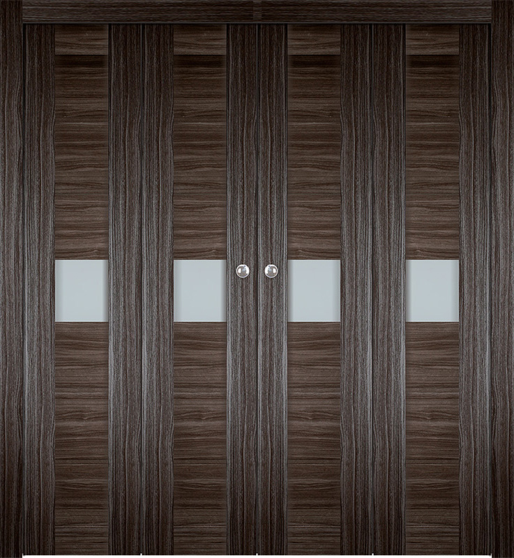 EDNA VETRO GRAY OAK DOUBLE BI-FOLD BELLDINNI MODERN INTERIOR DOOR - 1