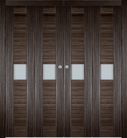 EDNA VETRO GRAY OAK DOUBLE BI-FOLD BELLDINNI MODERN INTERIOR DOOR - 1