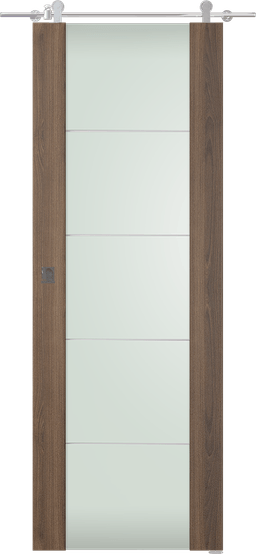 AVON 202 4H VETRO PECAN NUTWOOD BARN DOORS BELLDINNI MODERN INTERIOR DOOR - 1