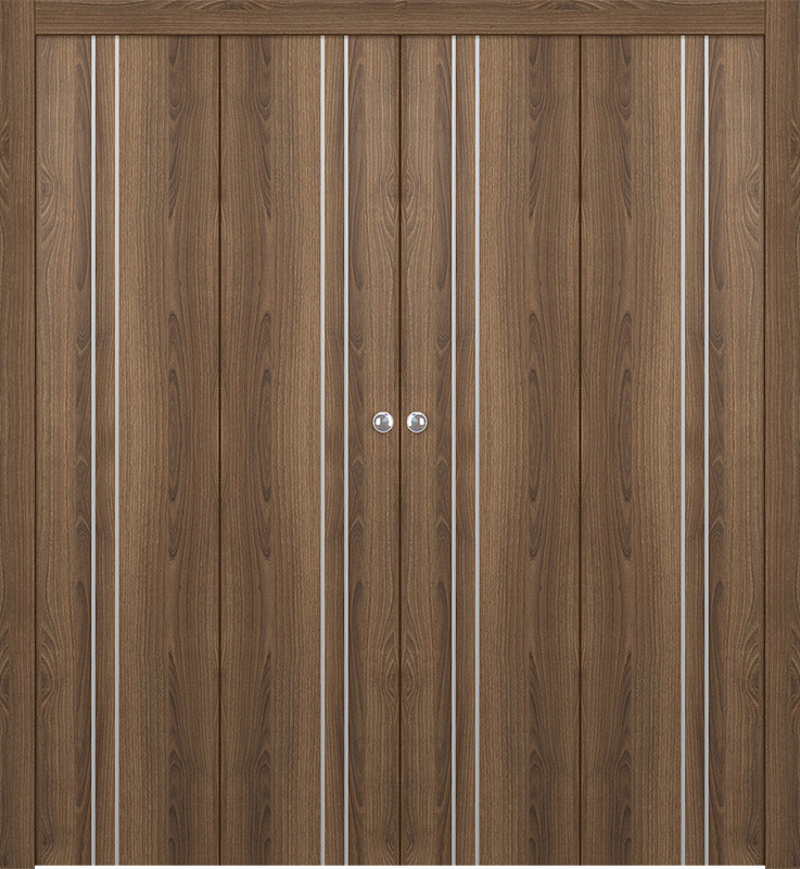 OPTIMA 2V PECAN NUTWOOD DOUBLE BI-FOLD DOORS BELLDINNI MODERN INTERIOR DOOR - 1
