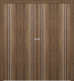 OPTIMA 2V PECAN NUTWOOD DOUBLE BI-FOLD DOORS BELLDINNI MODERN INTERIOR DOOR - 1