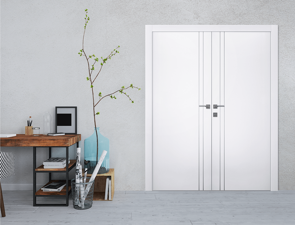 SMART PRO 2V POLAR WHITE DOUBLE POCKET BELLDINNI MODERN INTERIOR DOOR - 2