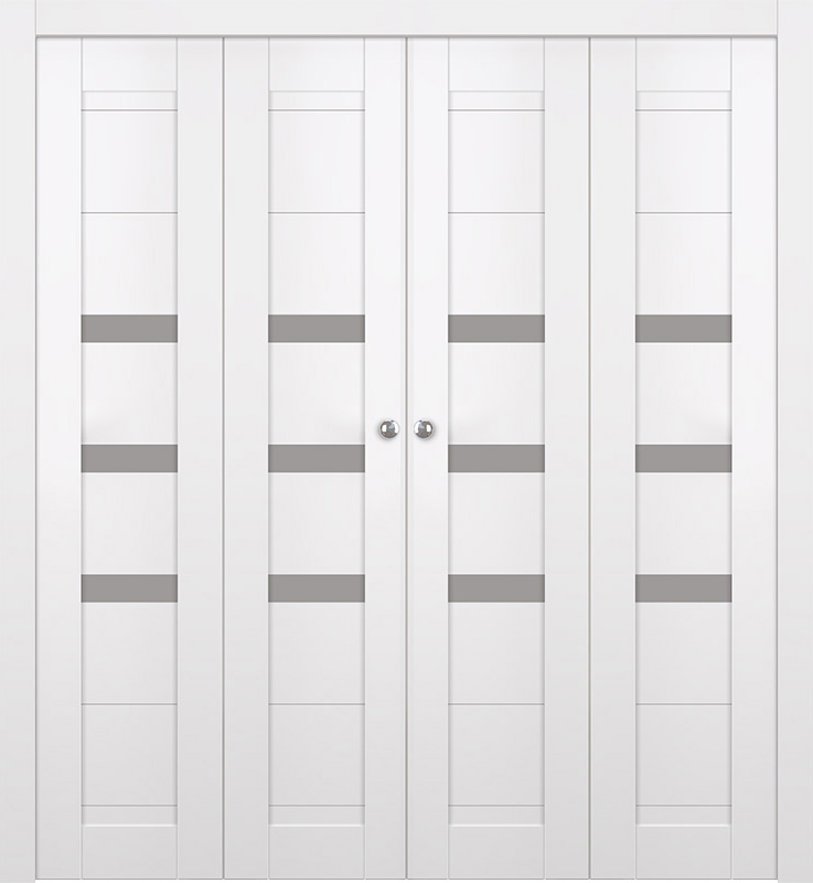 DORA VETRO SNOW WHITE DOUBLE BI-FOLD BELLDINNI MODERN INTERIOR DOOR - 1
