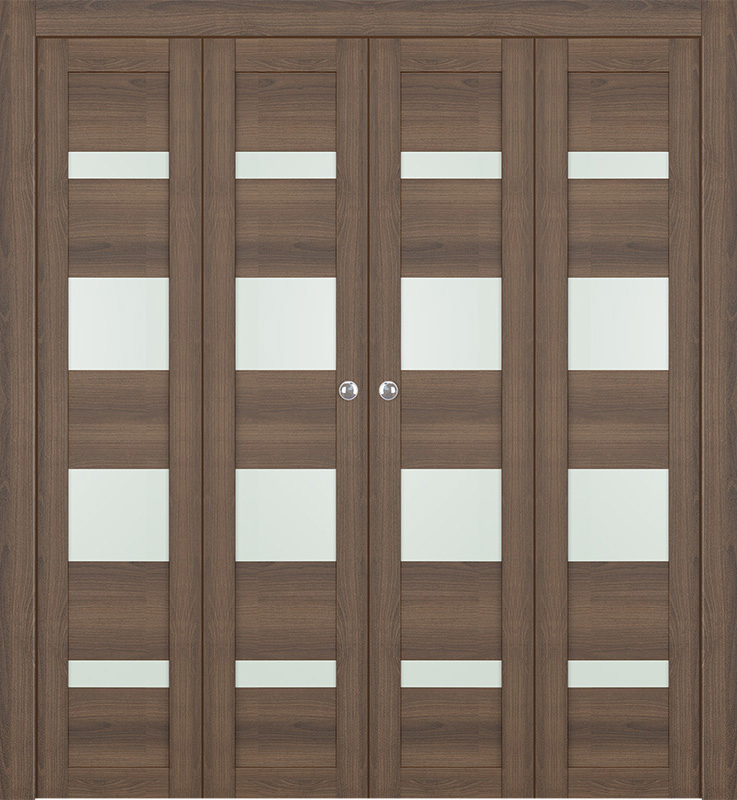 AVON 07-01 VETRO PECAN NUTWOOD DOUBLE BI-FOLD DOORS BELLDINNI MODERN INTERIOR DOOR - 1