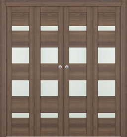 AVON 07-01 VETRO PECAN NUTWOOD DOUBLE BI-FOLD DOORS BELLDINNI MODERN INTERIOR DOOR - 1