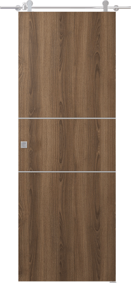OPTIMA 2H PECAN NUTWOOD BARN DOORS BELLDINNI MODERN INTERIOR DOOR - 1