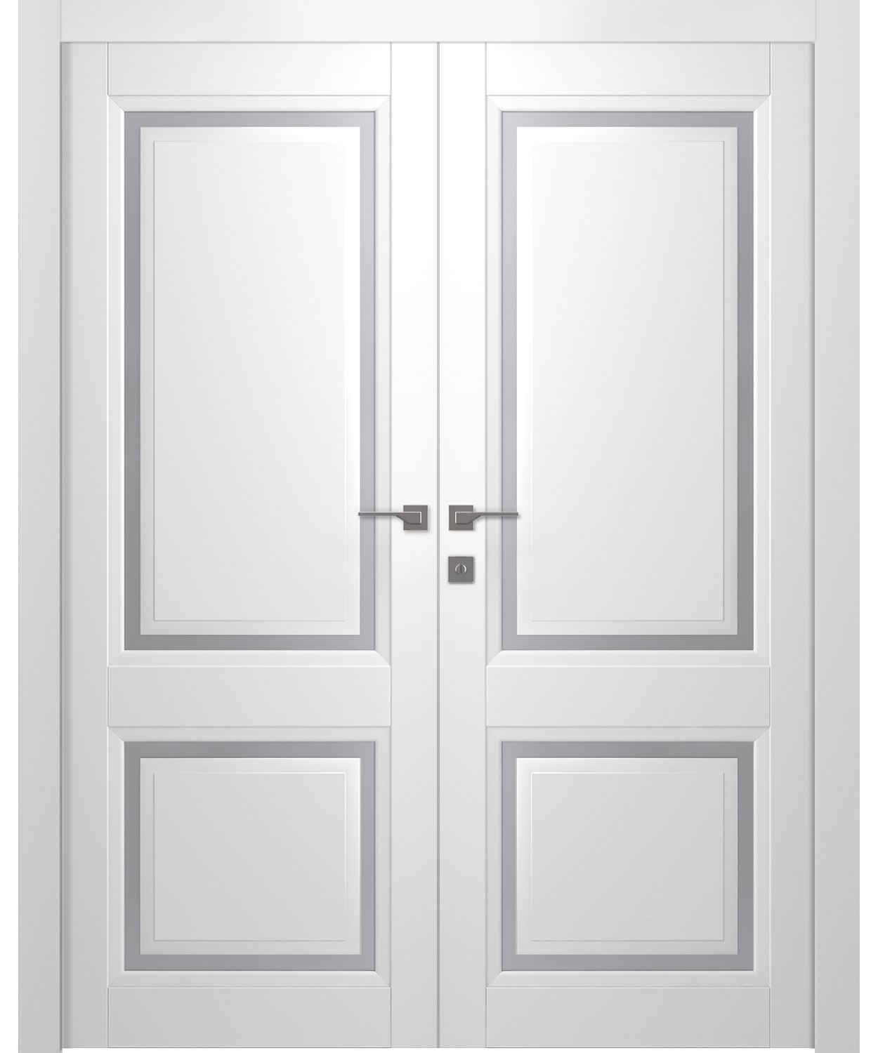 AURUM 2 VETRO POLAR WHITE DOUBLE BELLDINNI MODERN INTERIOR DOOR - 1