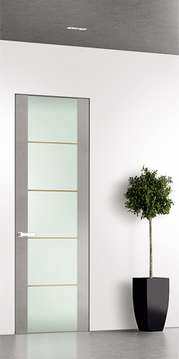 AVON 202 4H GOLD STRIPS VETRO LIGHT URBAN INVISIBLE METAL FRAME BELLDINNI MODERN INTERIOR DOOR - 1