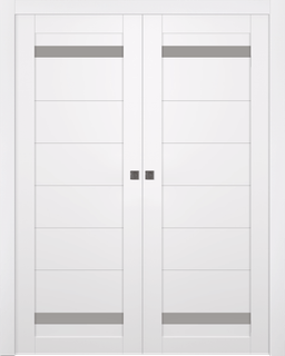 PERLA VETRO SNOW WHITE DOUBLE POCKET BELLDINNI MODERN INTERIOR DOOR - 1