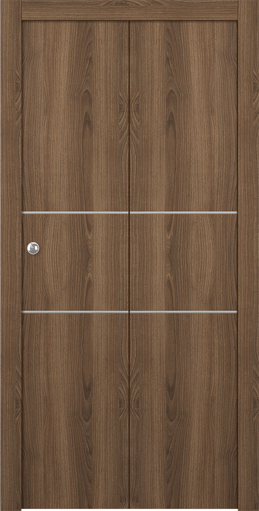 OPTIMA 2H PECAN NUTWOOD BI-FOLD DOORS BELLDINNI MODERN INTERIOR DOOR - 1