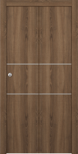 OPTIMA 2H PECAN NUTWOOD BI-FOLD DOORS BELLDINNI MODERN INTERIOR DOOR - 1