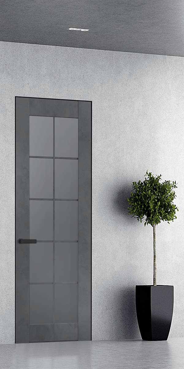 AVON 10 LITE VETRO DARK URBAN INVISIBLE METAL FRAME BELLDINNI MODERN INTERIOR DOOR - 1