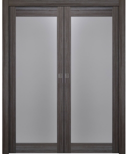 PALLADIO 207 VETRO GRAY OAK DOUBLE POCKET BELLDINNI MODERN INTERIOR DOOR - 1