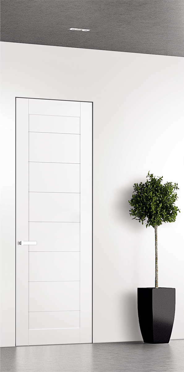 ERMI SNOW WHITE INVISIBLE METAL FRAME BELLDINNI MODERN INTERIOR DOOR - 1