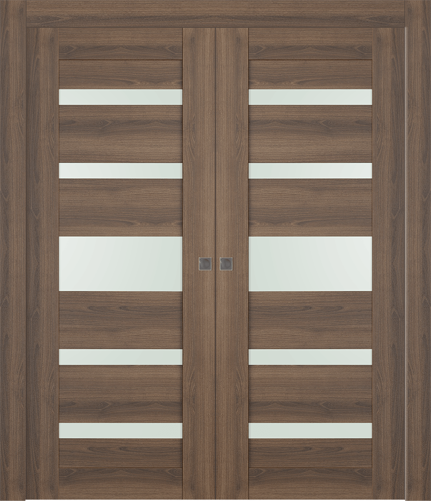 AVON 07-05 VETRO PECAN NUTWOOD DOUBLE POCKET DOORS BELLDINNI MODERN INTERIOR DOOR - 1