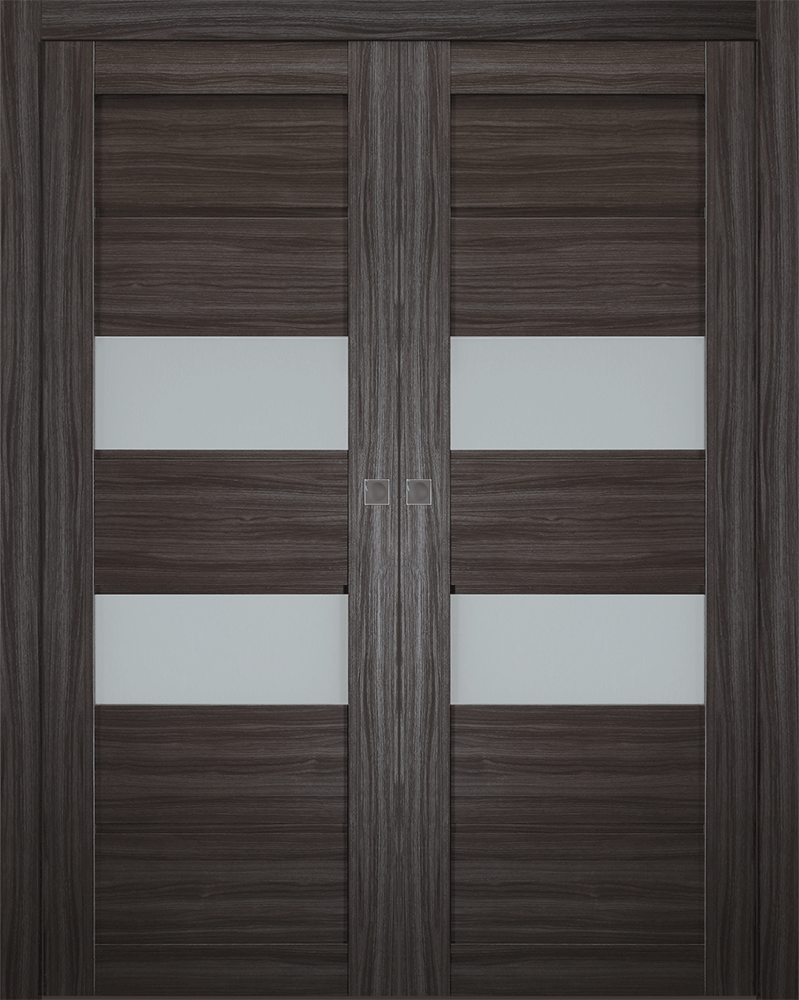 DESSA VETRO GRAY OAK DOUBLE POCKET BELLDINNI MODERN INTERIOR DOOR - 9