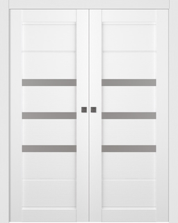 RITA VETRO BIANCO NOBLE DOUBLE POCKET BELLDINNI MODERN INTERIOR DOOR - 1