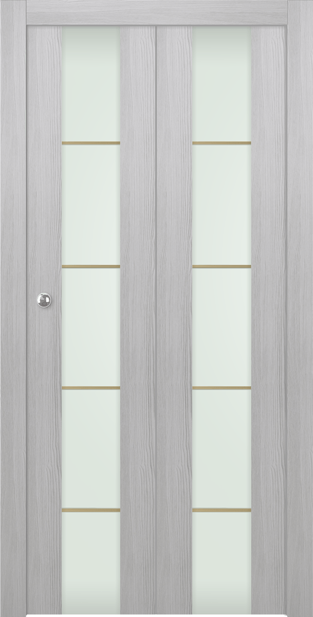 AVON 202 4H GOLD STRIPS VETRO RIBEIRA ASH DOUBLE BI-FOLD DOORS BELLDINNI MODERN INTERIOR DOOR - 2