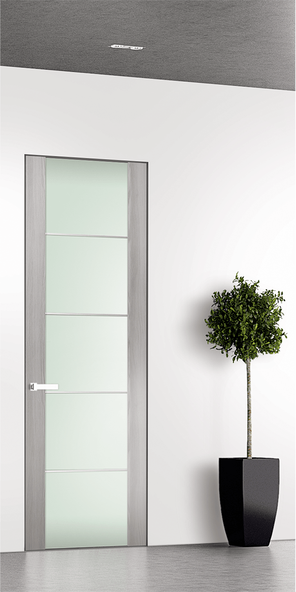 AVON 202 4H VETRO RIBEIRA ASH INVISIBLE METAL FRAME BELLDINNI MODERN INTERIOR DOOR - 1