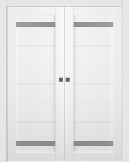 PERLA VETRO BIANCO NOBLE DOUBLE POCKET BELLDINNI MODERN INTERIOR DOOR - 1