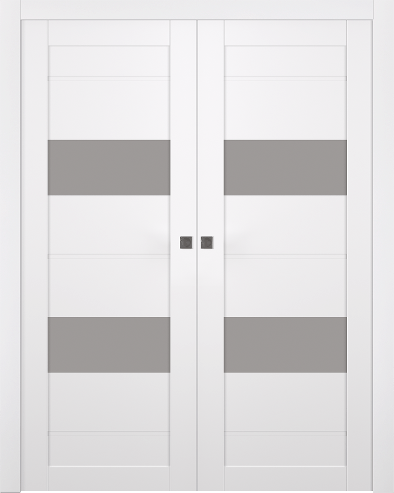VITA VETRO SNOW WHITE DOUBLE POCKET BELLDINNI MODERN INTERIOR DOOR - 1